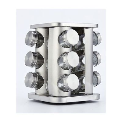 Pack Of 12 Revolving Countertop Spice Rack Silver