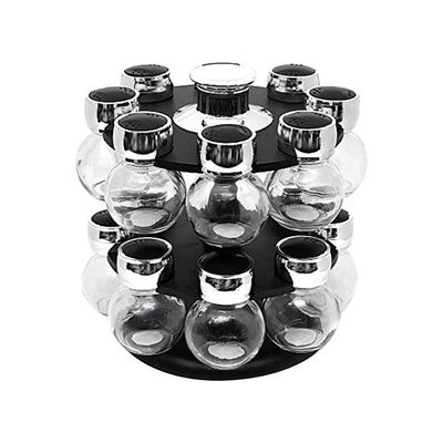 16-Piece Spice Jar With Rack Clear/Silver