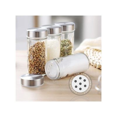 16-Piece Spice Jar Set With Stand Silver 6.5x6.5x11.5centimeter