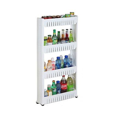 4 Tier Tower Slim Storage Rack White 54.5*14*31cm