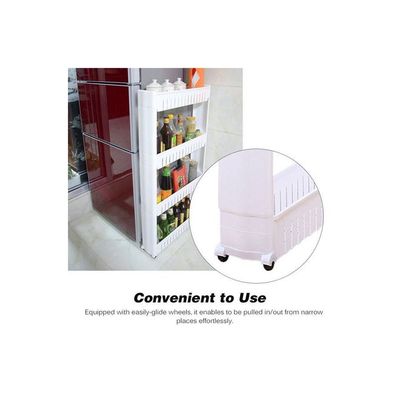 4 Tier Tower Slim Storage Rack White 54.5*14*31cm