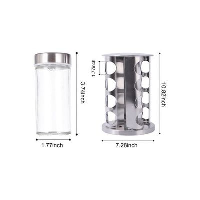 16-Piece Spice Jar Rack With 360°Rotating Clear/Silver