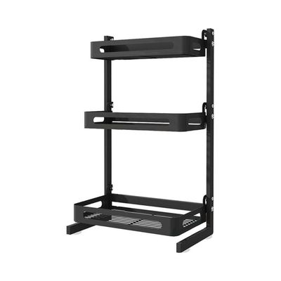 3-Tier Spice Countertop Organizer Rack With Utensil Holder Shelf Black 63*11*24.5cm