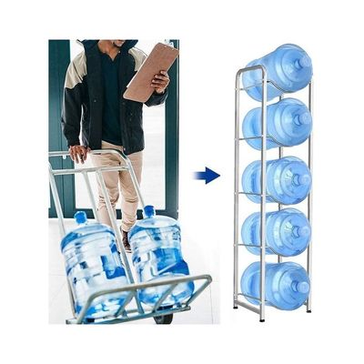 5 Gallon Water Bottle Storage Rack Silver 138cm