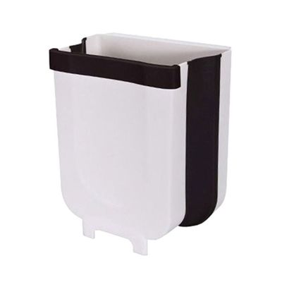 Plastic Portable Trash Bin White/Black 28.6x25.3x17.5cm