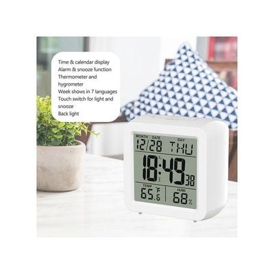 Digital Alarm Clock White 9x9x5cm