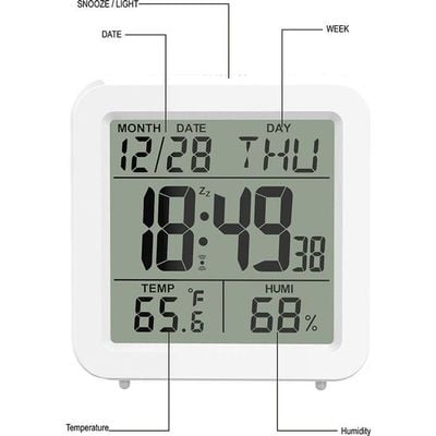 Digital Alarm Clock White 9x9x5cm