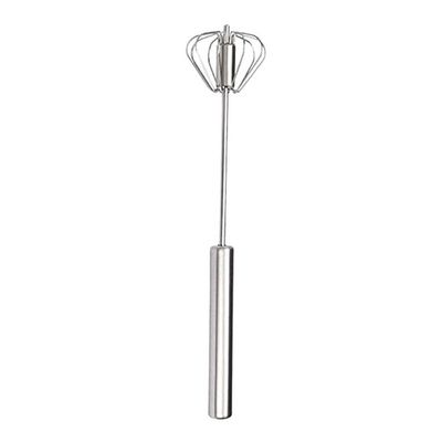Semi-Automatic Rotating Kitchen Egg Beater Silver
