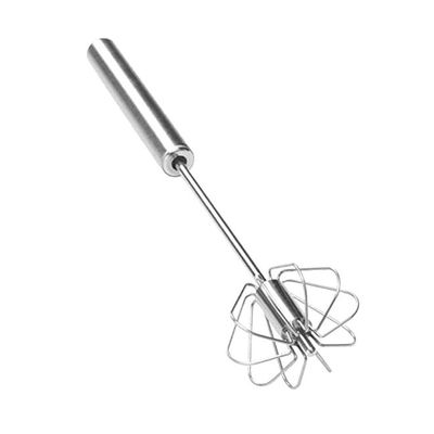 Semi-Automatic Rotating Kitchen Egg Beater Silver