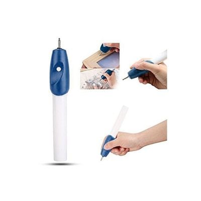 Electric Engraver Automatic Mini Engraving Pen Carving Tool Blue/White 17.5x3x3cm