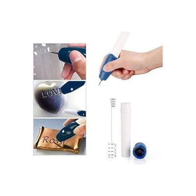 Electric Engraver Automatic Mini Engraving Pen Carving Tool Blue/White 17.5x3x3cm