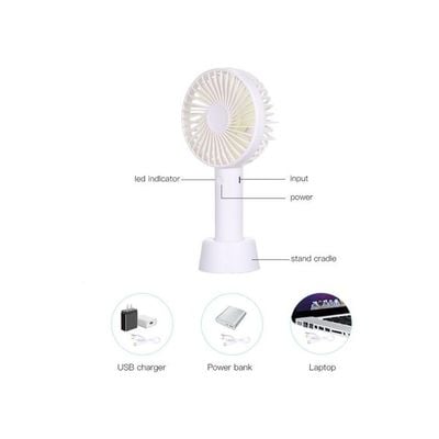 Portable USB Handheld Fan With Stand Cradle H21793W White