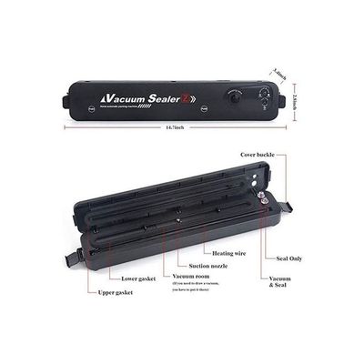 Vacuum Sealer With 10 Vacuum Sealer Bags AS-110593-KD182 Black