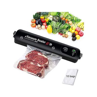 Vacuum Sealer With 10 Vacuum Sealer Bags AS-110593-KD182 Black