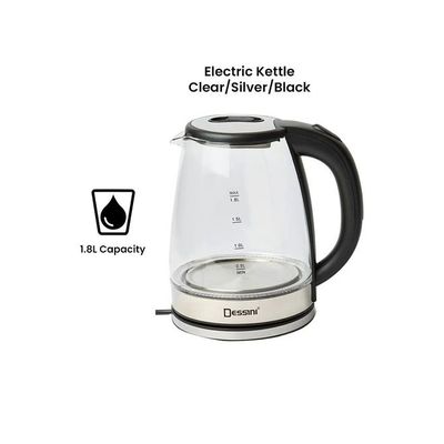 Electric Kettle 1.8L 1.8 L 222 Clear/Silver/Black