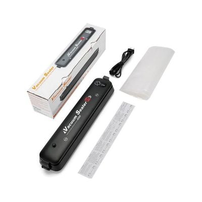 Automatic Electric Vacuum Sealer Included 15 Pocket Black 37x5.5x7cm