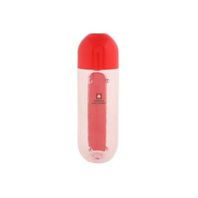 Water Bottle With Pill Box Organizer Red/Clear 240x80millimeter