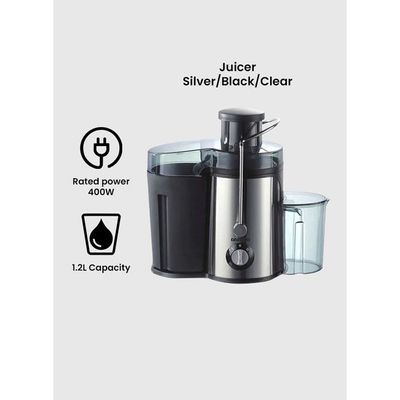 Electric Juice Extractor 1.2 L 400 W DJE-5659 Silver/Black/Clear