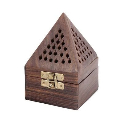 Pyramid Shaped Wooden Bakhoor Brown 7.5x12cm