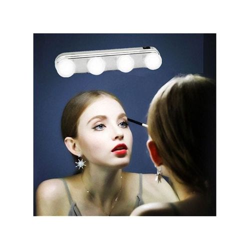 4 LED Bulbs Battery Powered Portable Cosmetic Mirror Light White 11x21centimeter