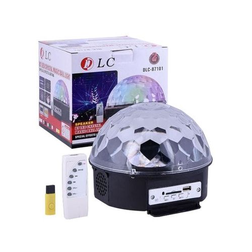 2-In-1 Led Bluetooth Speaker Crystal Magic Ball Light With Accessory Multicolour 7centimeter