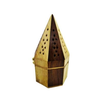 Wooden Classic Pyramid Style Burner Yellow/Brown 18x10.5centimeter