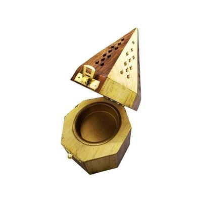 Wooden Classic Pyramid Style Burner Yellow/Brown 18x10.5centimeter