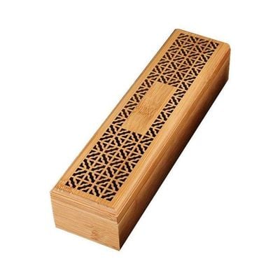 Wooden Incense Stick Burner Case Storage Box Brown 23.8 x 5.8 x 4.5centimeter