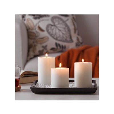 Set Of 3 Scented Block Candle White 14 x 13 x 11centimeter