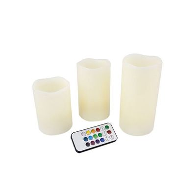 3-Piece Led Color Changing Candle With Remote Red/Green/Blue