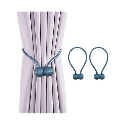 2-Piece Curtain Tiebacks Magnetic Holder Set Blue