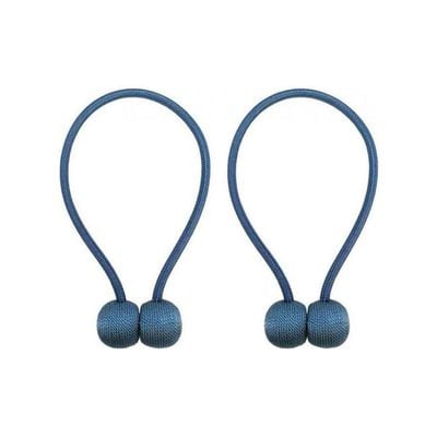 2-Piece Curtain Tiebacks Magnetic Holder Set Blue