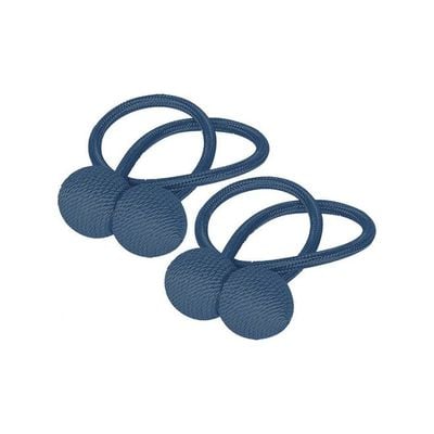 2-Piece Curtain Tiebacks Magnetic Holder Set Blue