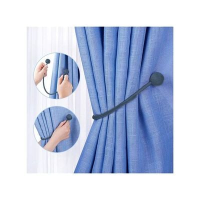 2-Piece Curtain Tiebacks Magnetic Holder Set Blue