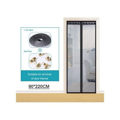 Magnetic Screen Door With Mesh Curtain Black 25x5x25cm