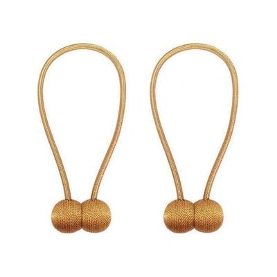 2-Piece Curtain Tiebacks Magnetic Holder Set Gold 90g