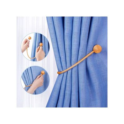 2-Piece Curtain Tiebacks Magnetic Holder Set Gold 90g