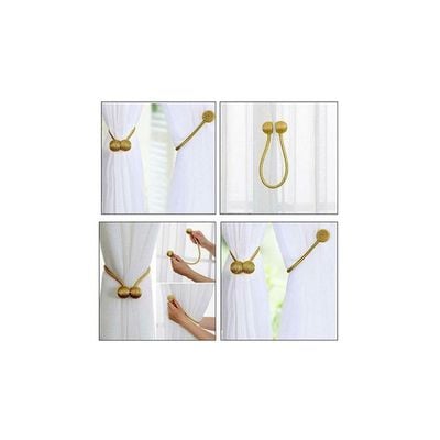 1 Pair Magnetic Curtain Tieback Gold 47x24cm