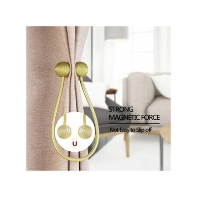 1 Pair Magnetic Curtain Tieback Gold 47x24cm