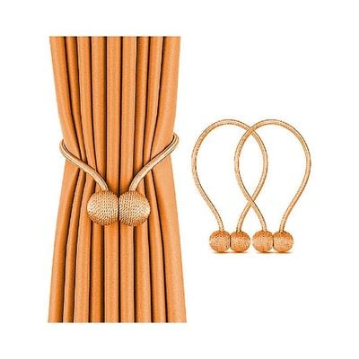 2-Piece Curtain Tiebacks Magnetic Holder Set Gold