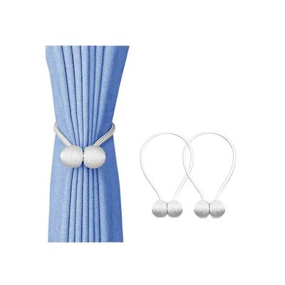 2-Piece Magnetic Curtain Tieback Set White 16inch
