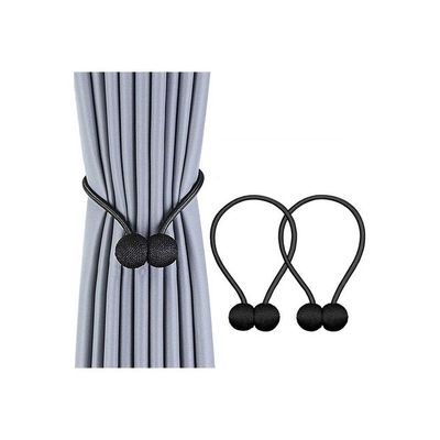 2-Piece Magnetic Curtain Tieback Set Black 16inch