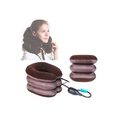 Cervical Neck Traction Inflatable Pillow Combination Brown One Size