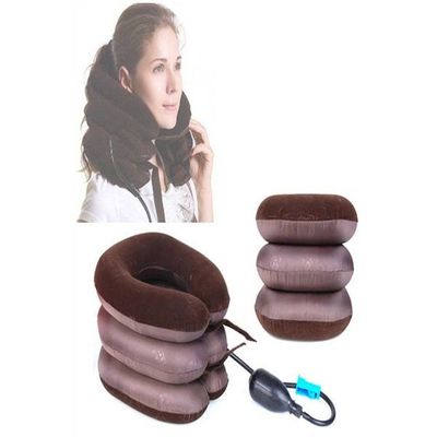 Cervical Neck Traction Inflatable Pillow Combination Brown One Size