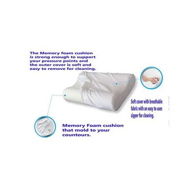 Velour Memory Foam Soft Neck Relief Pillow White