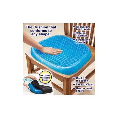 Honeycomb Patterned Gel Cushion Blue 16x14x1.5centimeter