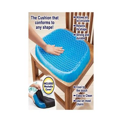 Honeycomb Design Seat Cushion Polyester Blue