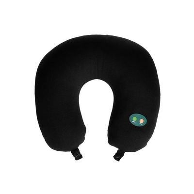Women Travel Neck Pillow Men U-shaped Solid Color Head Pillows Battery Operated Ergonomic Head Massage Pillow Cotton Black 29*29*10centimeter