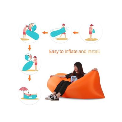 Inflatable Lounger Waterproof Air Mattresses Sofa Polyester Orange 39 x 6.8 x 17centimeter