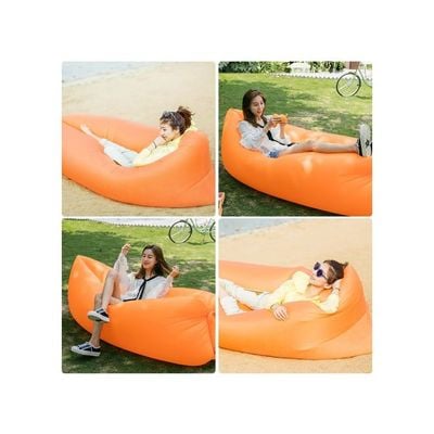 Inflatable Lounger Waterproof Air Mattresses Sofa Polyester Orange 39 x 6.8 x 17centimeter